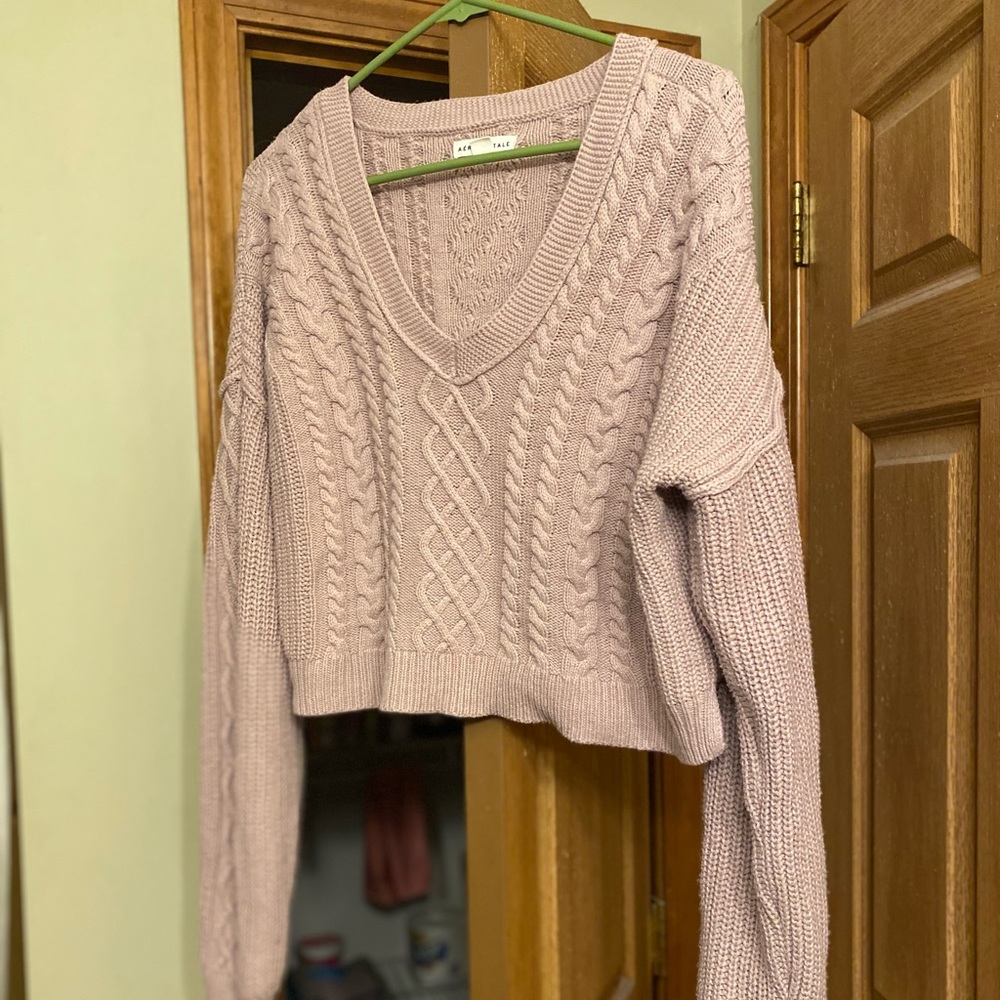 Aeropostale Vneck Mauve Sweater Large - Picture 2 of 6